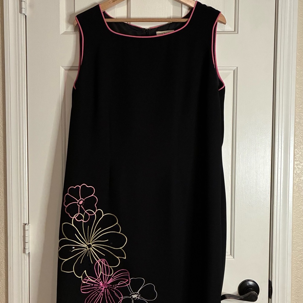 Amanda Smith Black Mini Dress with Floral Accents